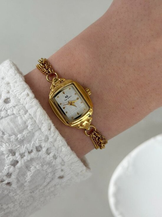 Sku0522 Retro Gold Women Minimalist Bangle Watch Stainless steel + gift bag main image 4